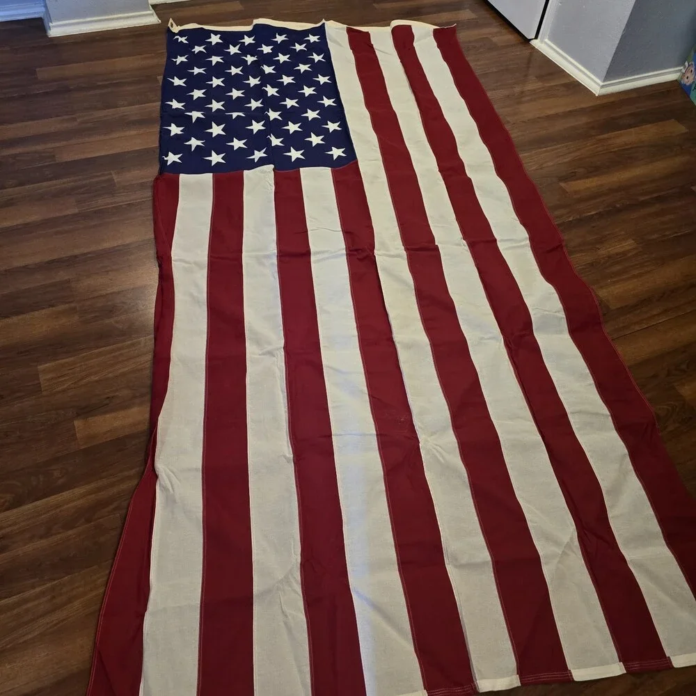 Vintage 50 Star United States  America Tall Flag 5x9.5 Cotton  Excellent Patriot